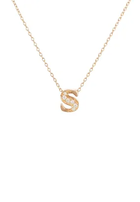 Diamond Initial Letter Pendant Necklace Rose Gold S