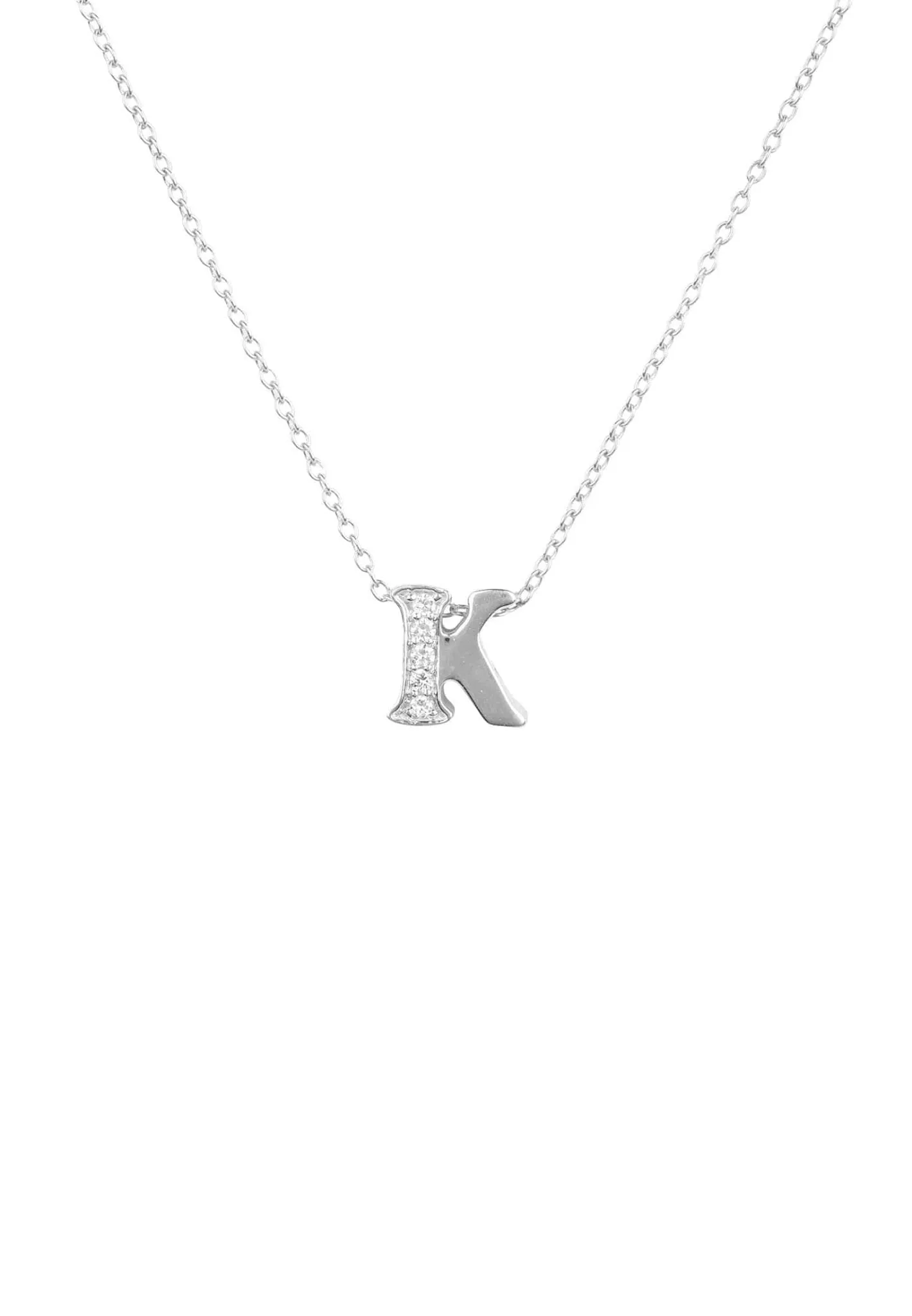 Diamond Initial Letter Pendant Necklace Silver K