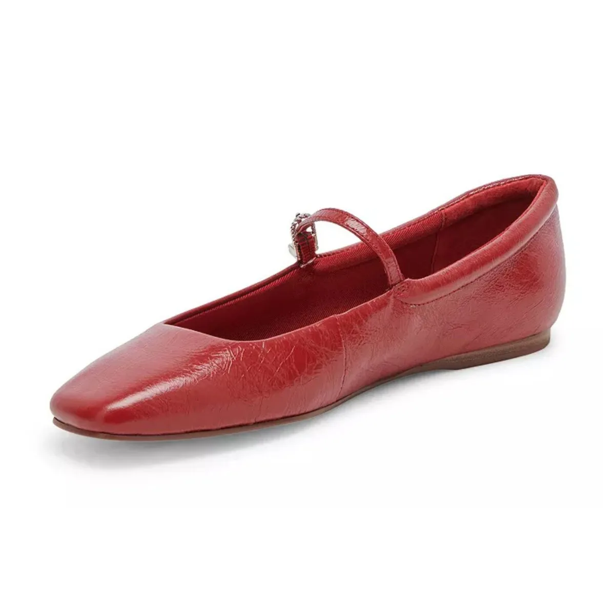 Dolce Vita Women's Reyes Ballet Flats Red Crinkle Patent