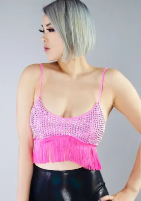 Dollhouse Disco Rhinestone Fringe Crop Top