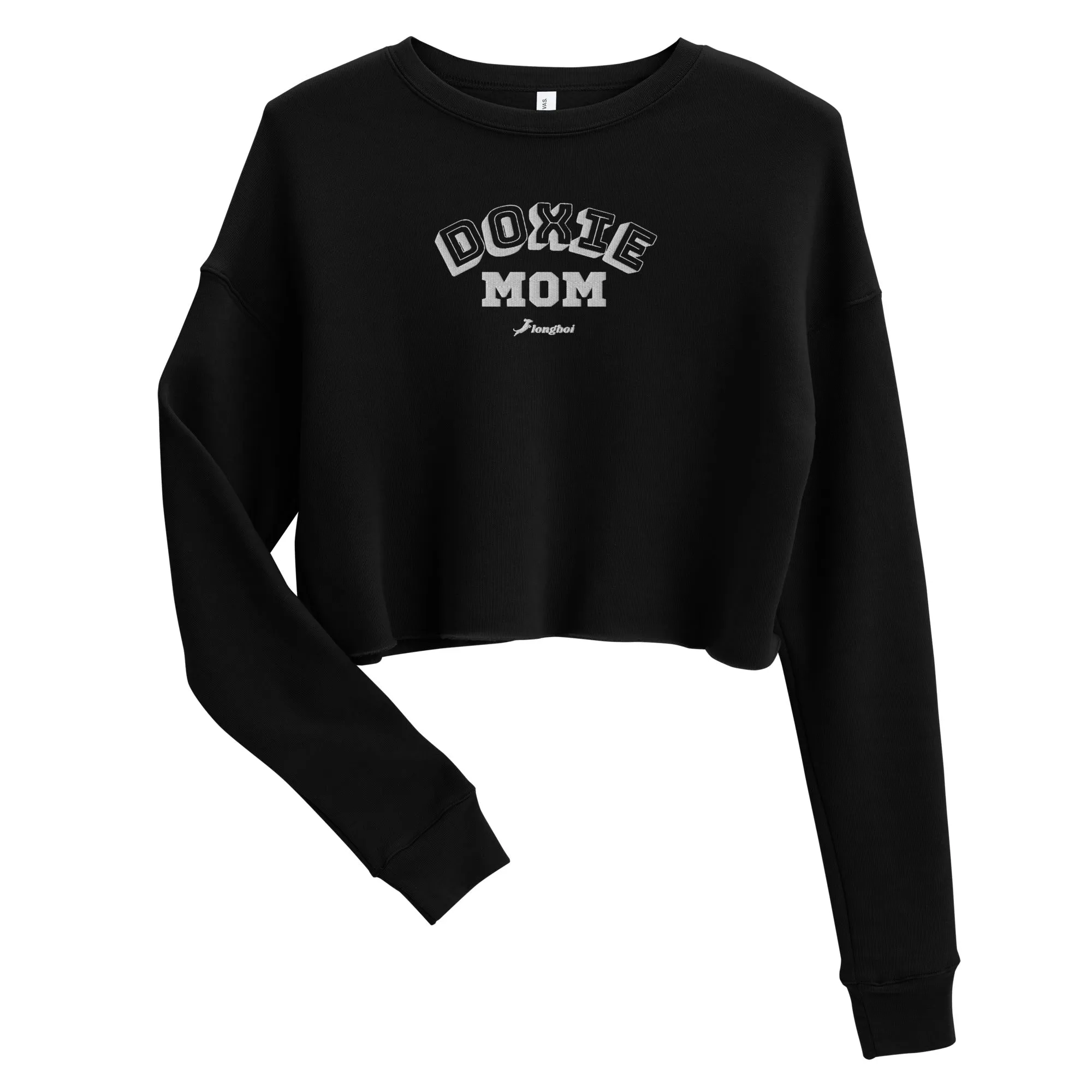 Doxie Mom Embroidered College Crop Sweatshirt