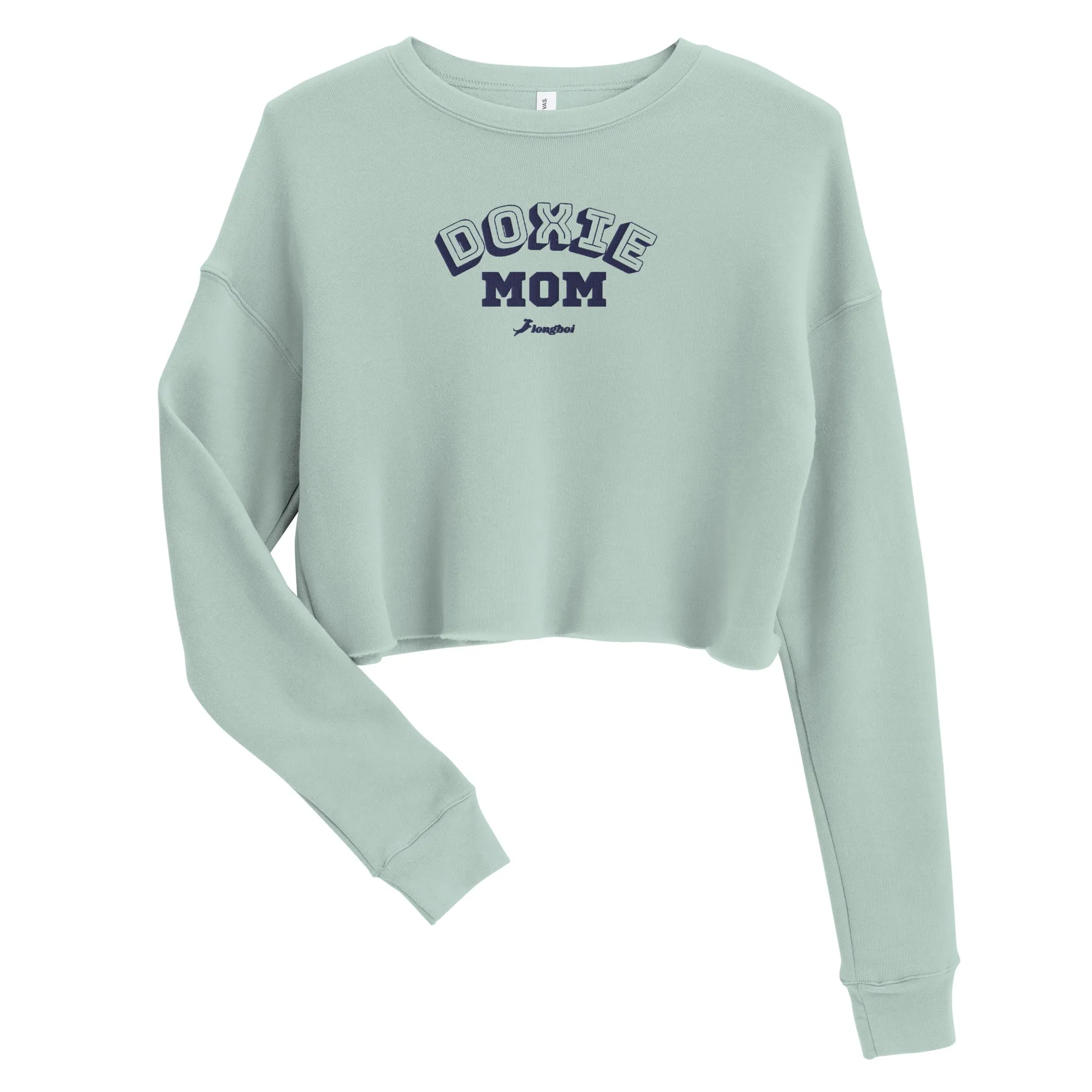 Doxie Mom Embroidered College Crop Sweatshirt