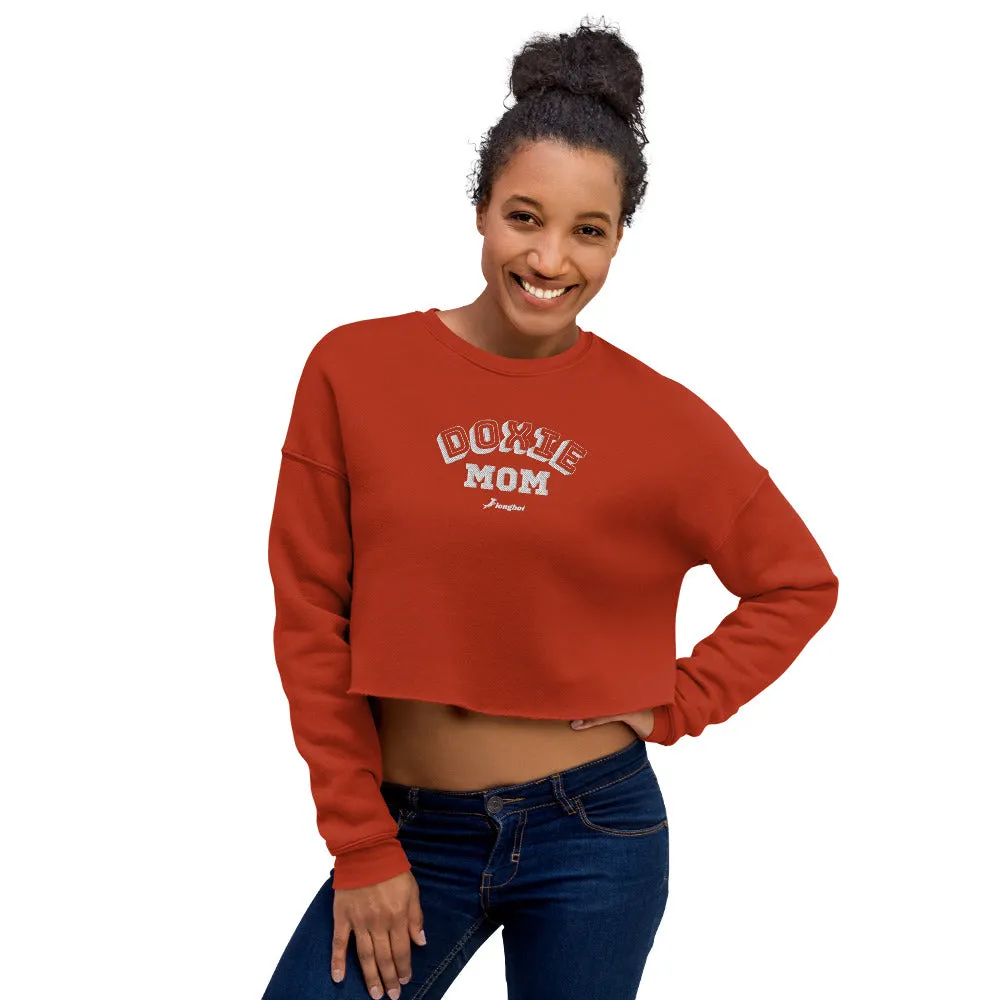 Doxie Mom Embroidered College Crop Sweatshirt