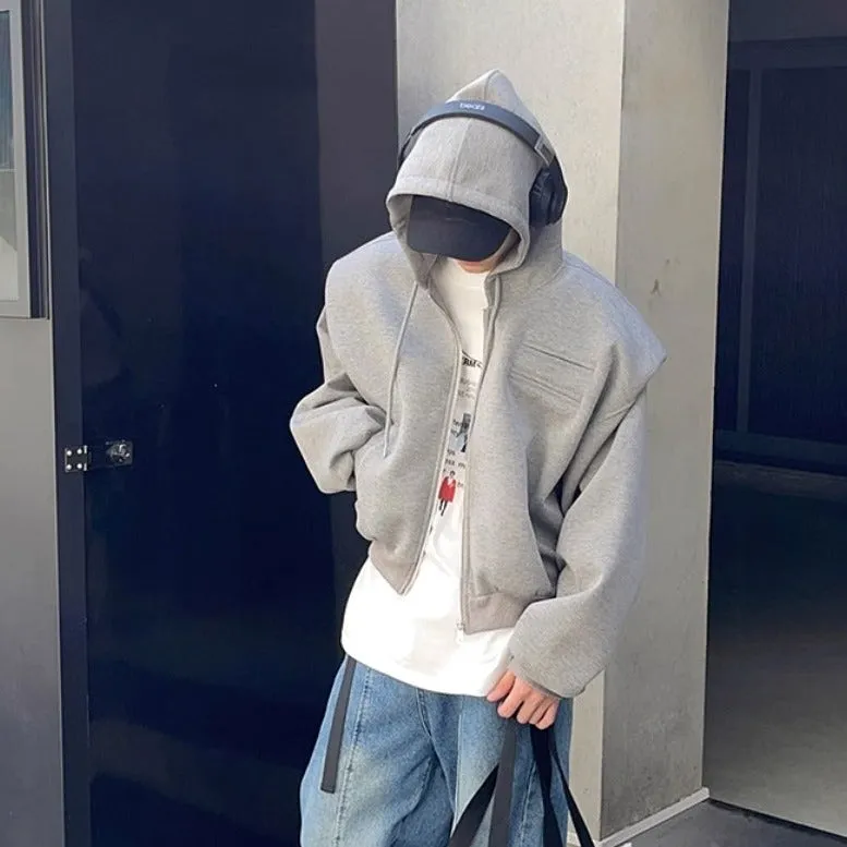 Drawstring Straight Cut Pocket Hoodie