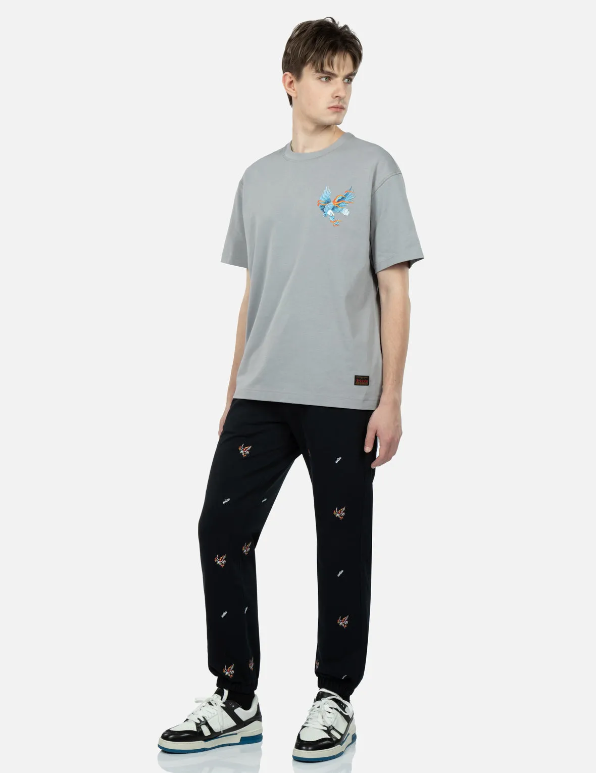 Eagle and Logo Allover Embroidery Sweatpants