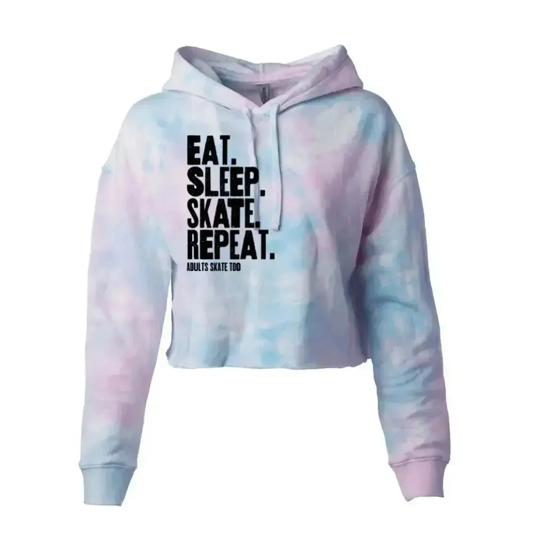 Eat Sleep Skate Repeat Cotton Candy Hooded Crop