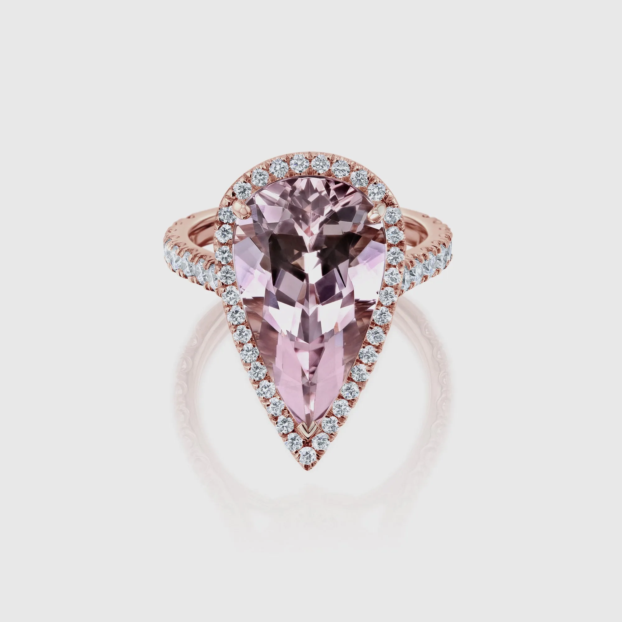 Elongated Pear Morganite Ring