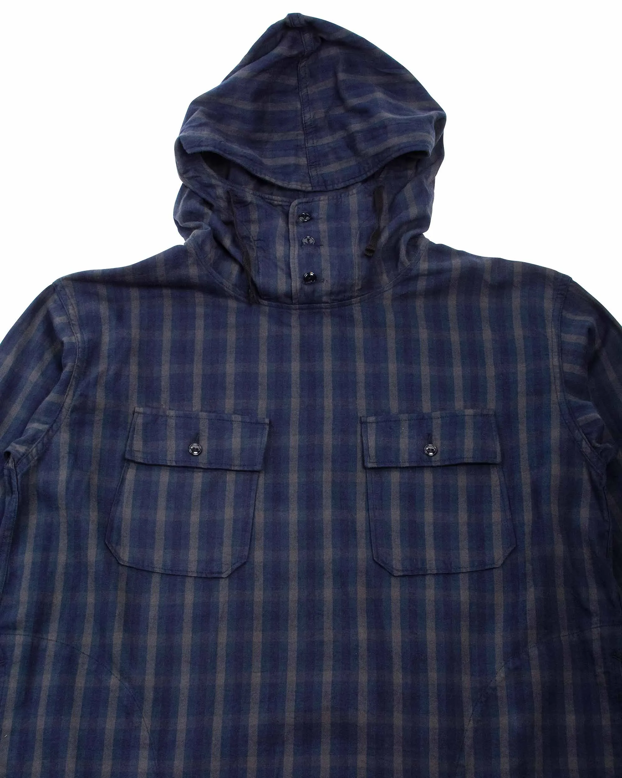 Engineered Garments Cagoule Shirt Navy/Grey Cotton Flannel Plaid