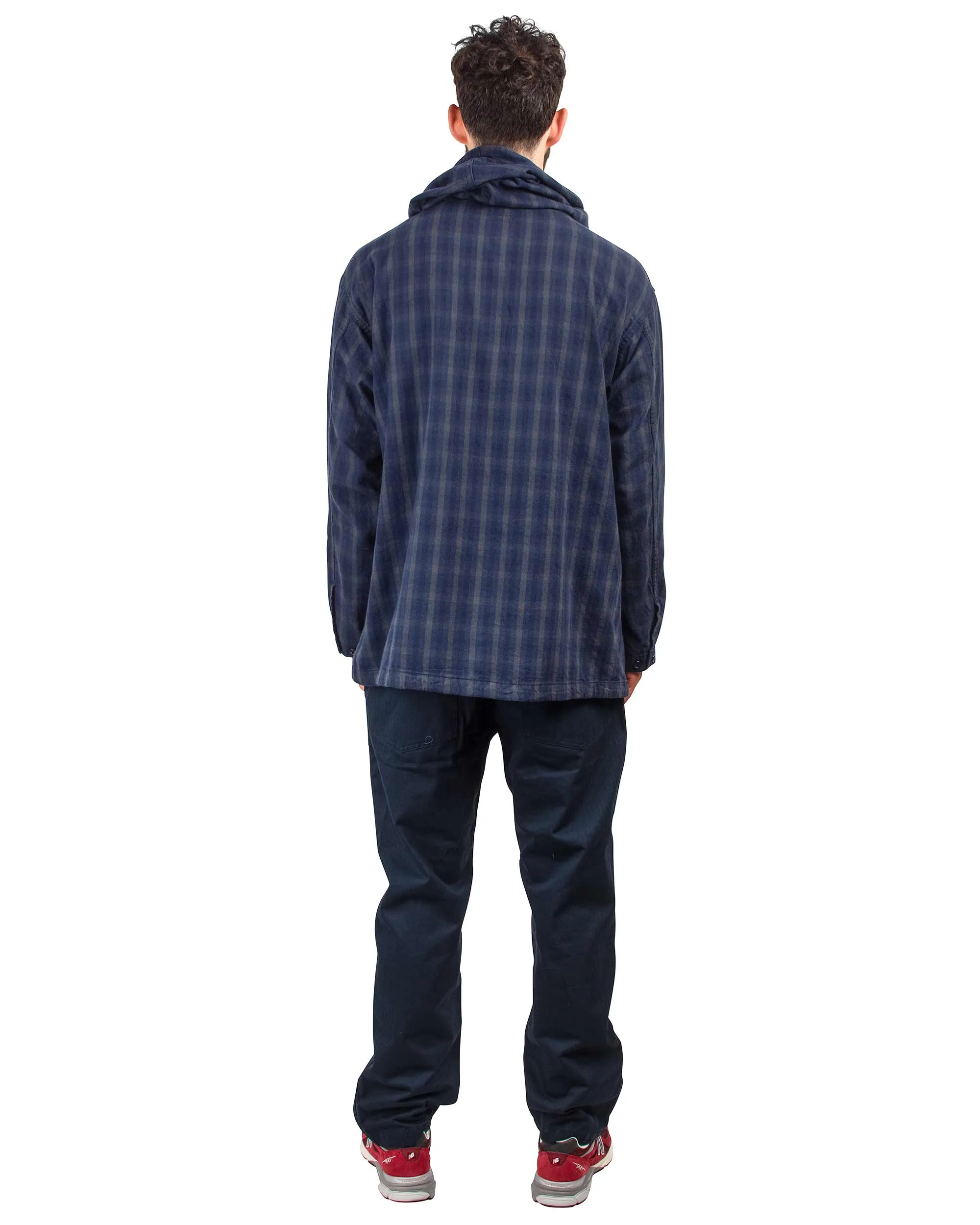 Engineered Garments Cagoule Shirt Navy/Grey Cotton Flannel Plaid