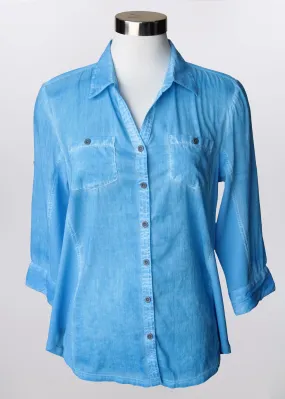 Faded Button Up Blouse