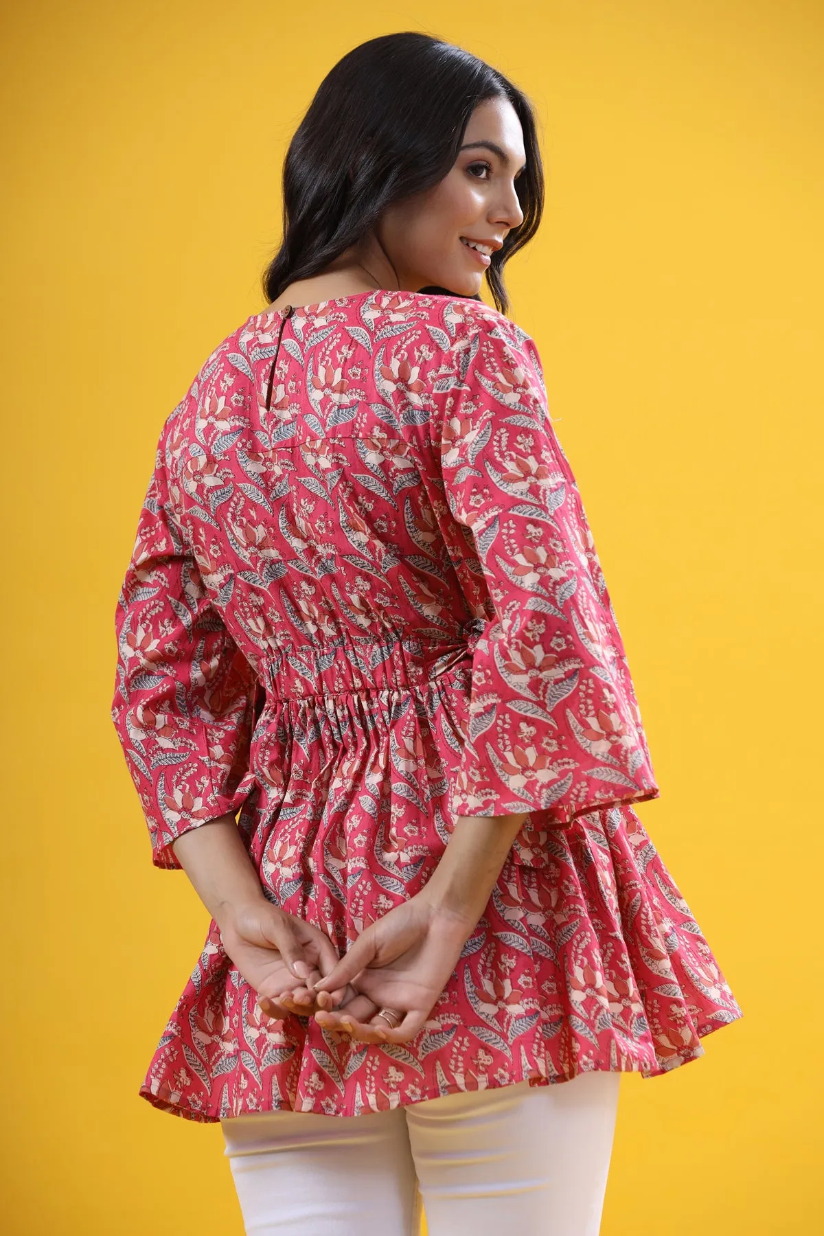 Floral Mosaic On Pink Top