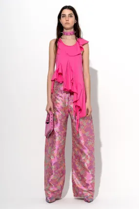 FLOWER BROCADE BOYFRIEND TROUSERS