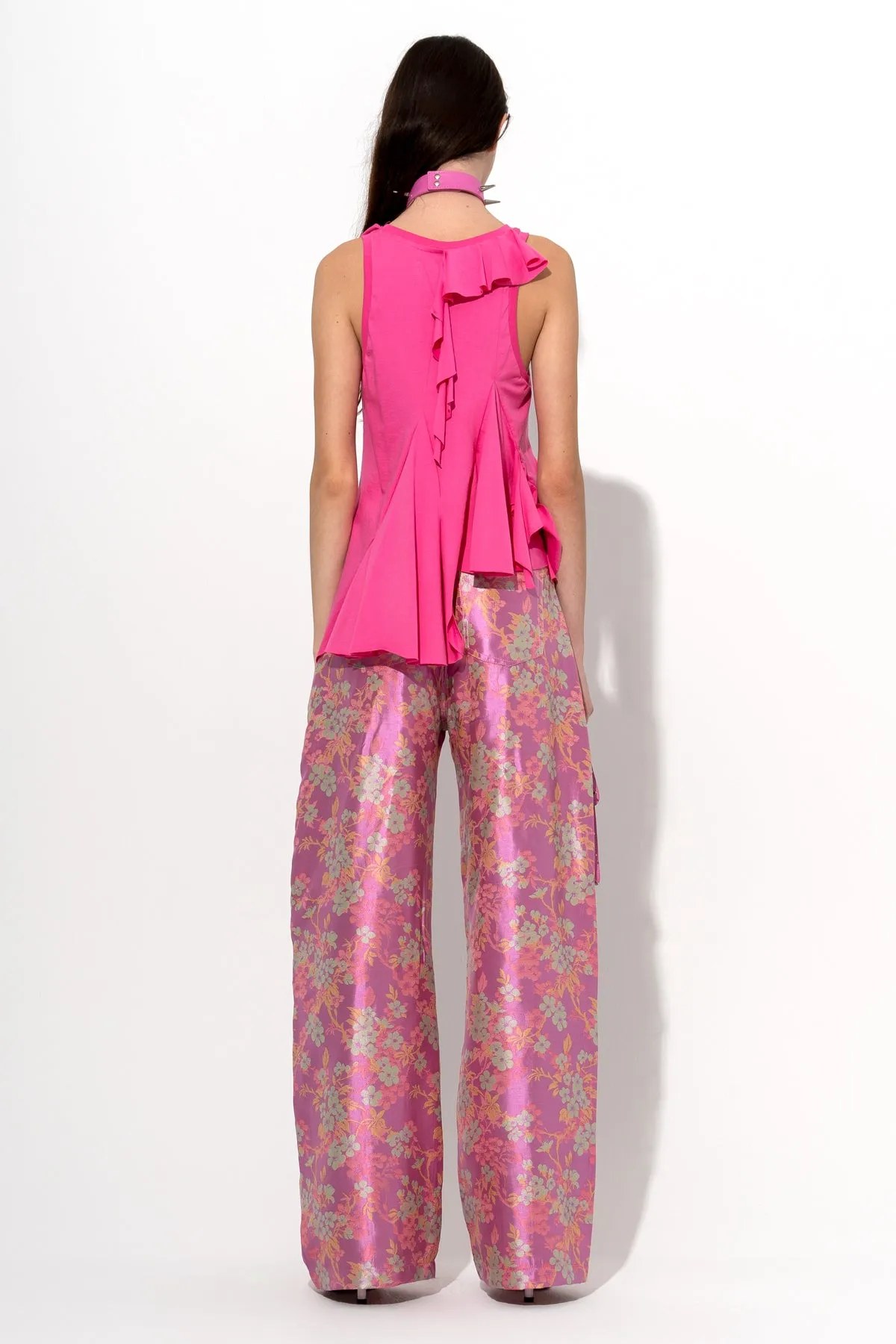 FLOWER BROCADE BOYFRIEND TROUSERS