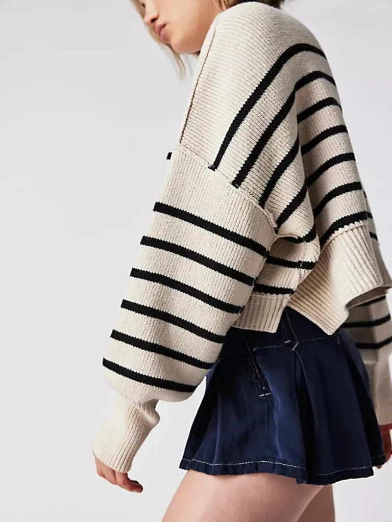 Free People Stripe Easy Street Crop Sweater