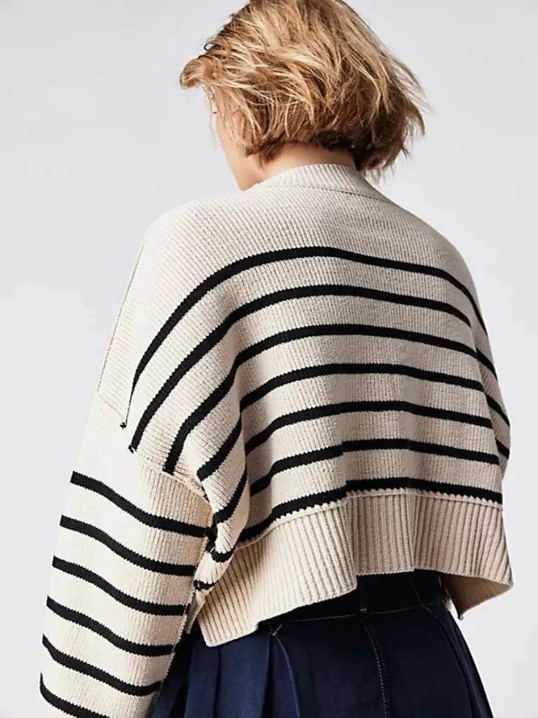 Free People Stripe Easy Street Crop Sweater