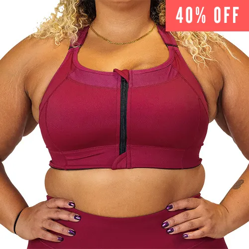 Front Zipper Bra | Sangria