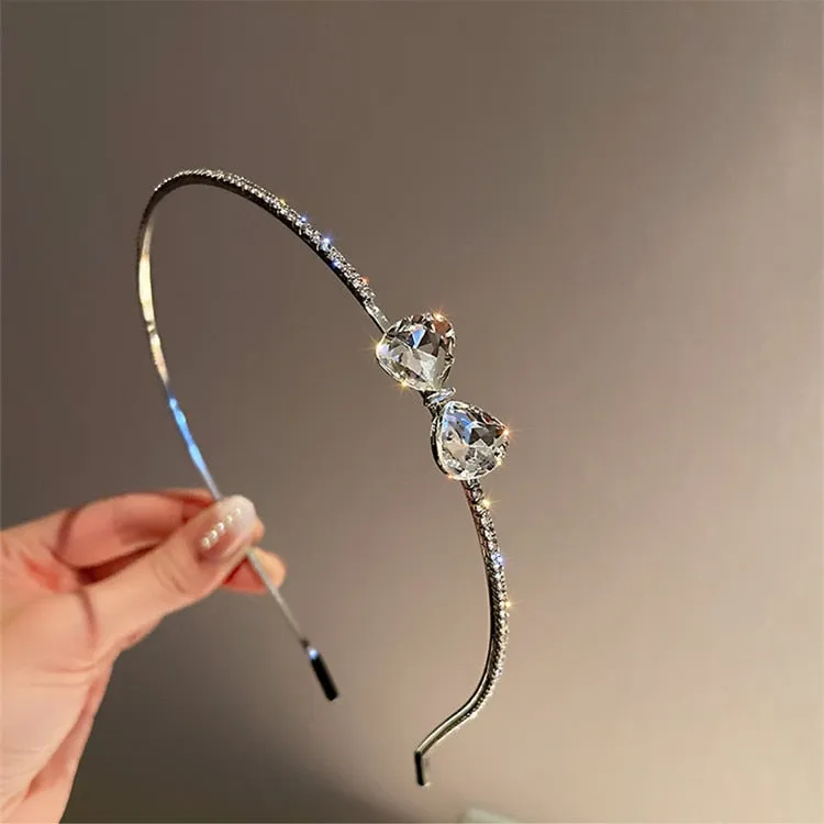 FYUAN Korean Style Rhinestone Hairbands for Women Small Crystal Bowknot HairClip Wedding Hair Accessories Jewelry