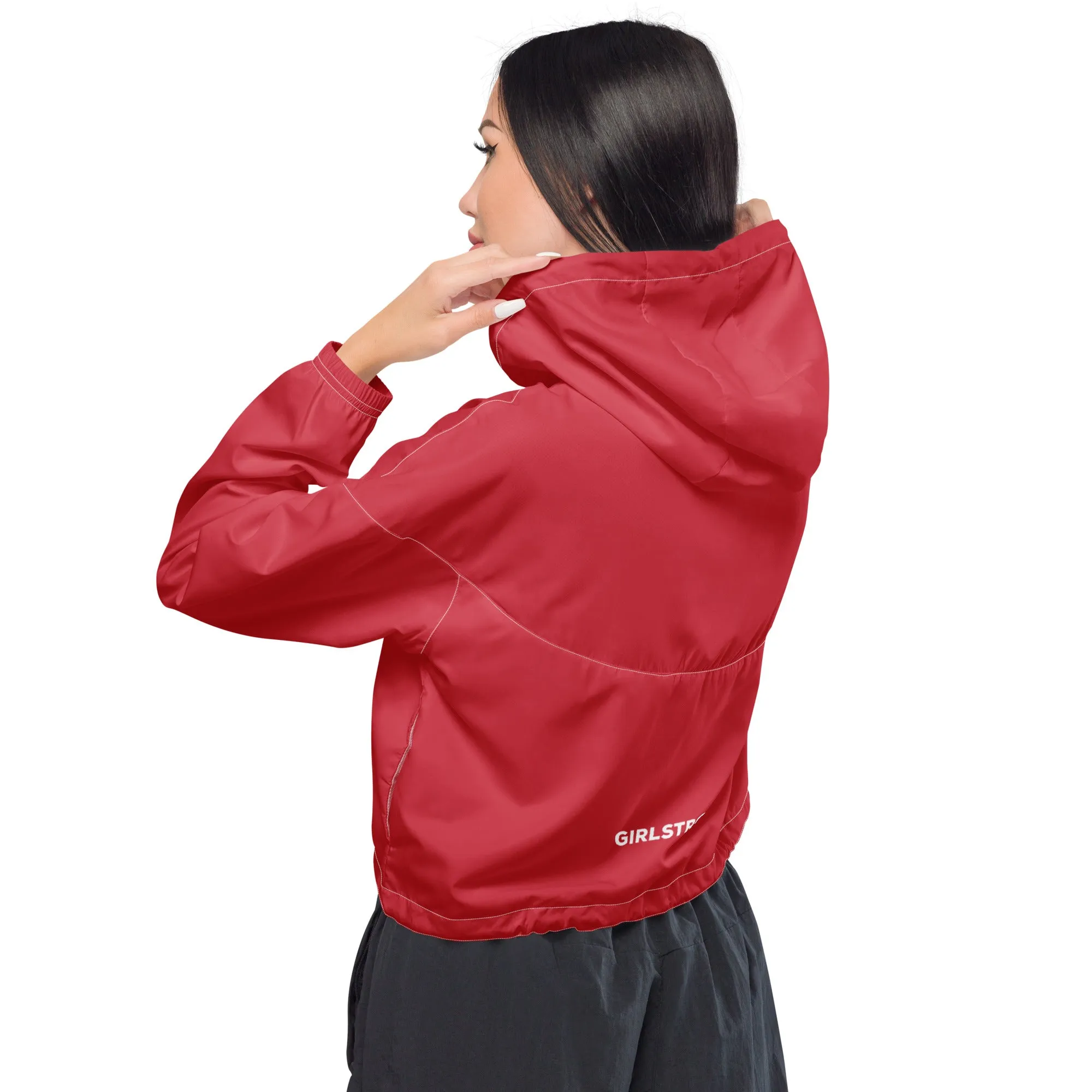 GIRLFRIEND PULLOVER CROP WINDBREAKER RETRO RED GIRLSTRONG