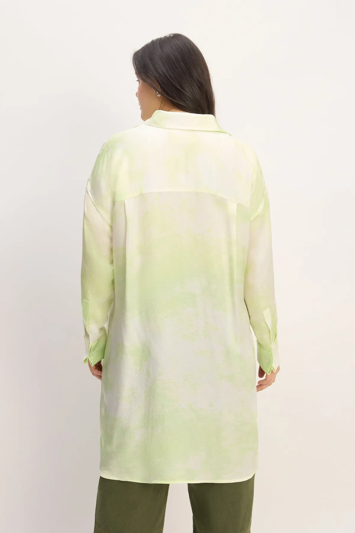 GREEN TIE-DYE SATIN SHIRT