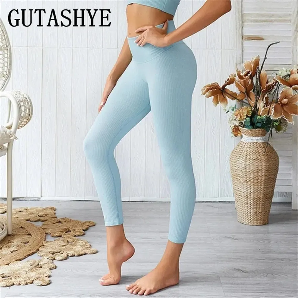 Gutashye Seamless Legging Yoga Pants Sports Clothing Solid High Waist Full Length Workout Leggings for Fittness Yoga Leggings