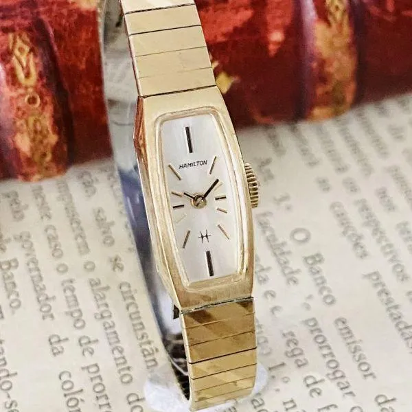 Hamilton Watches Quartz 10KRPG Watch Women's Vintage Bracelet Cocktail