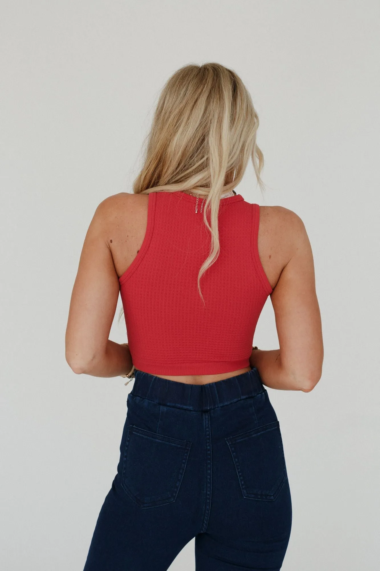 Headstart Waffle Knit Seamless Brami - Red