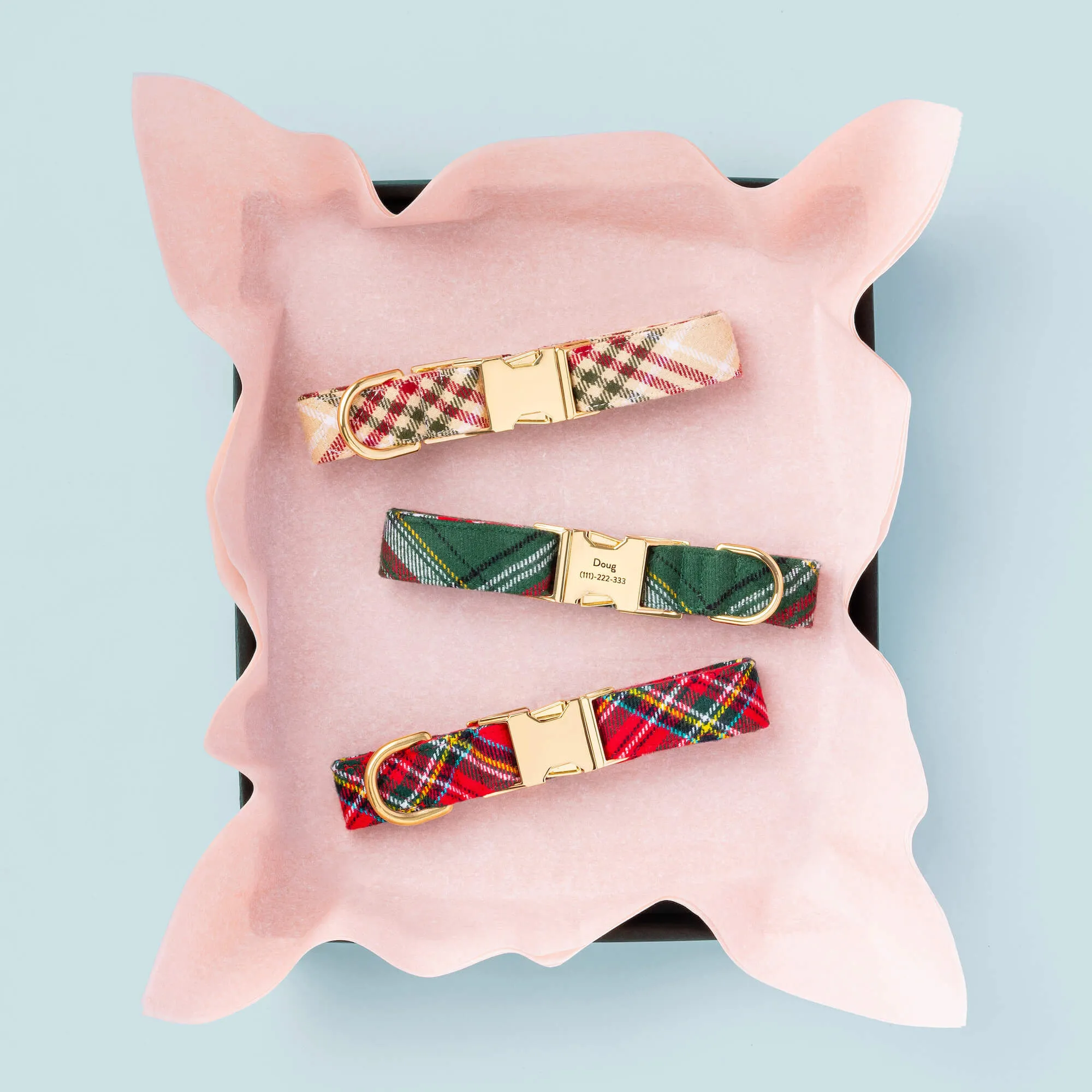 Holly Jolly Plaid Flannel Dog Collar