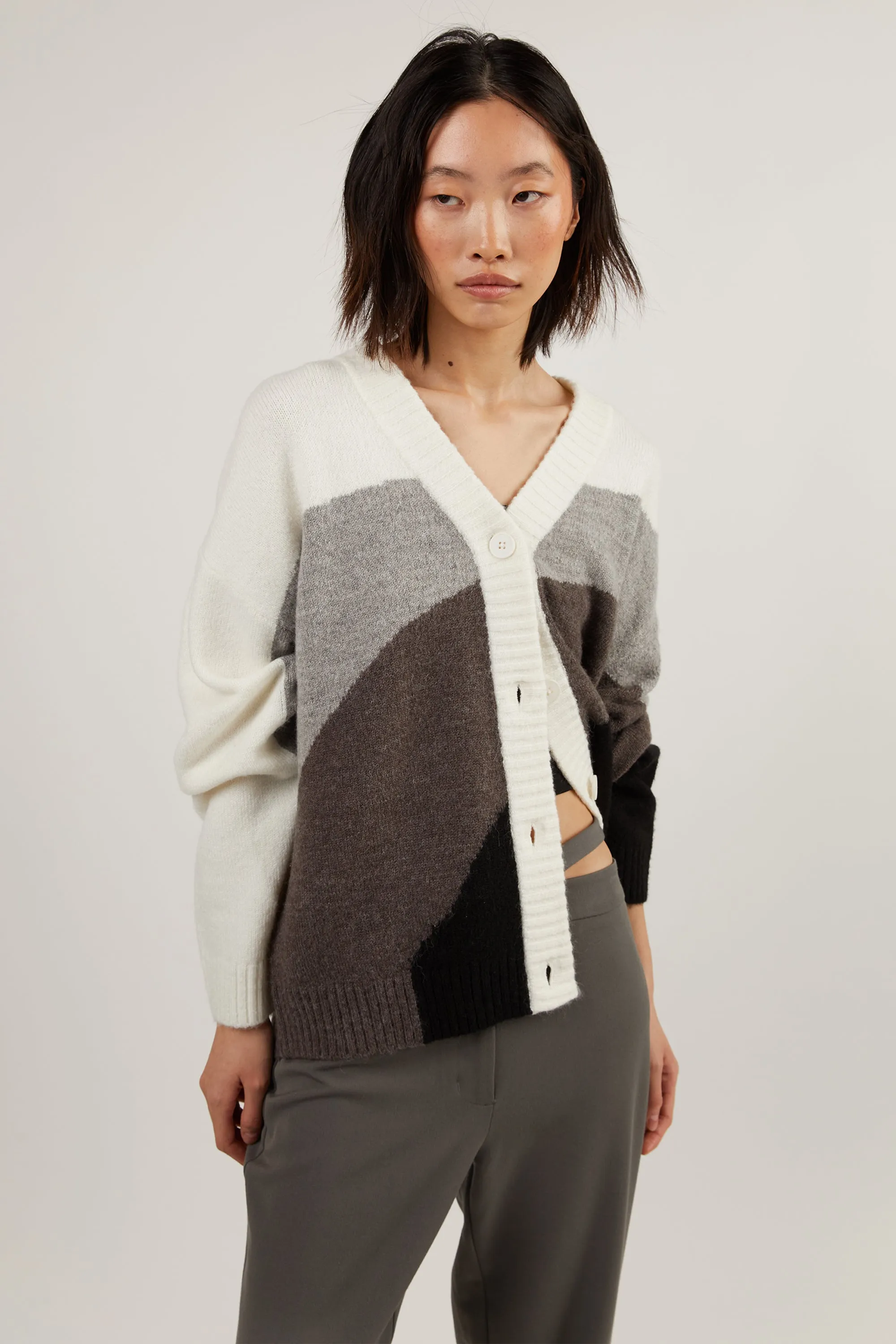 INTARSIA KNIT CARDIGAN