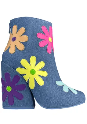 Jem Daisies Ankle Boots in Denim