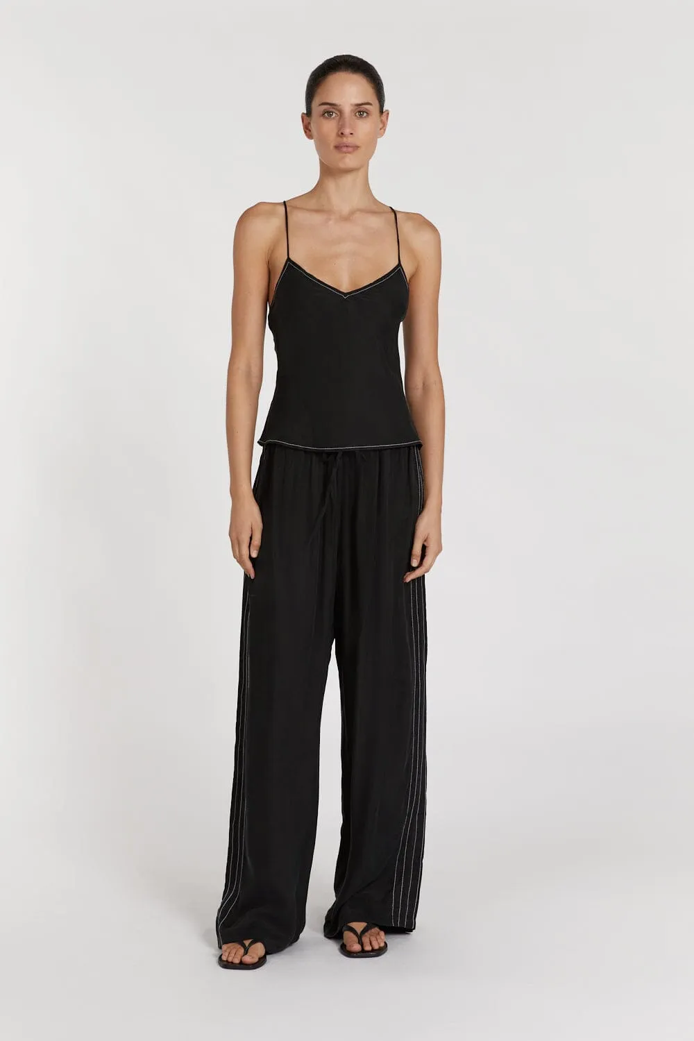 KEELY BLACK CUPRO DRAWSTRING PANT