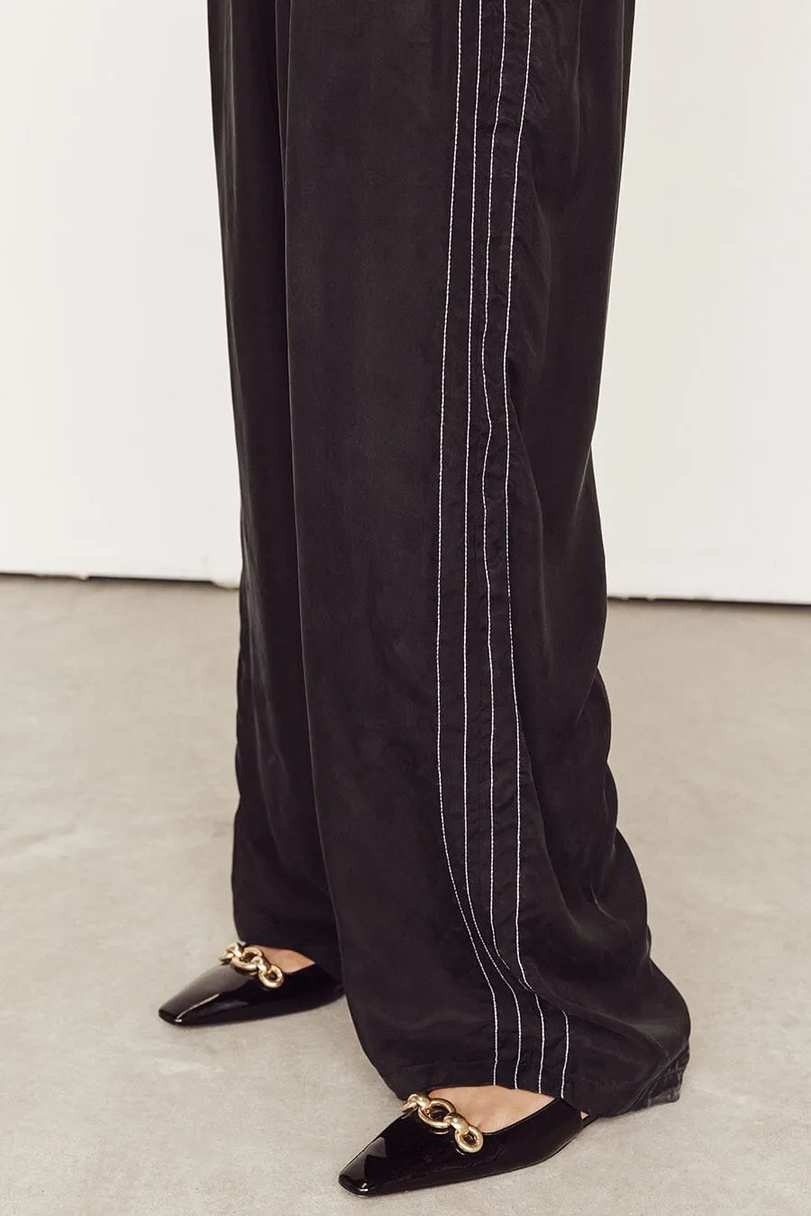 KEELY BLACK CUPRO DRAWSTRING PANT