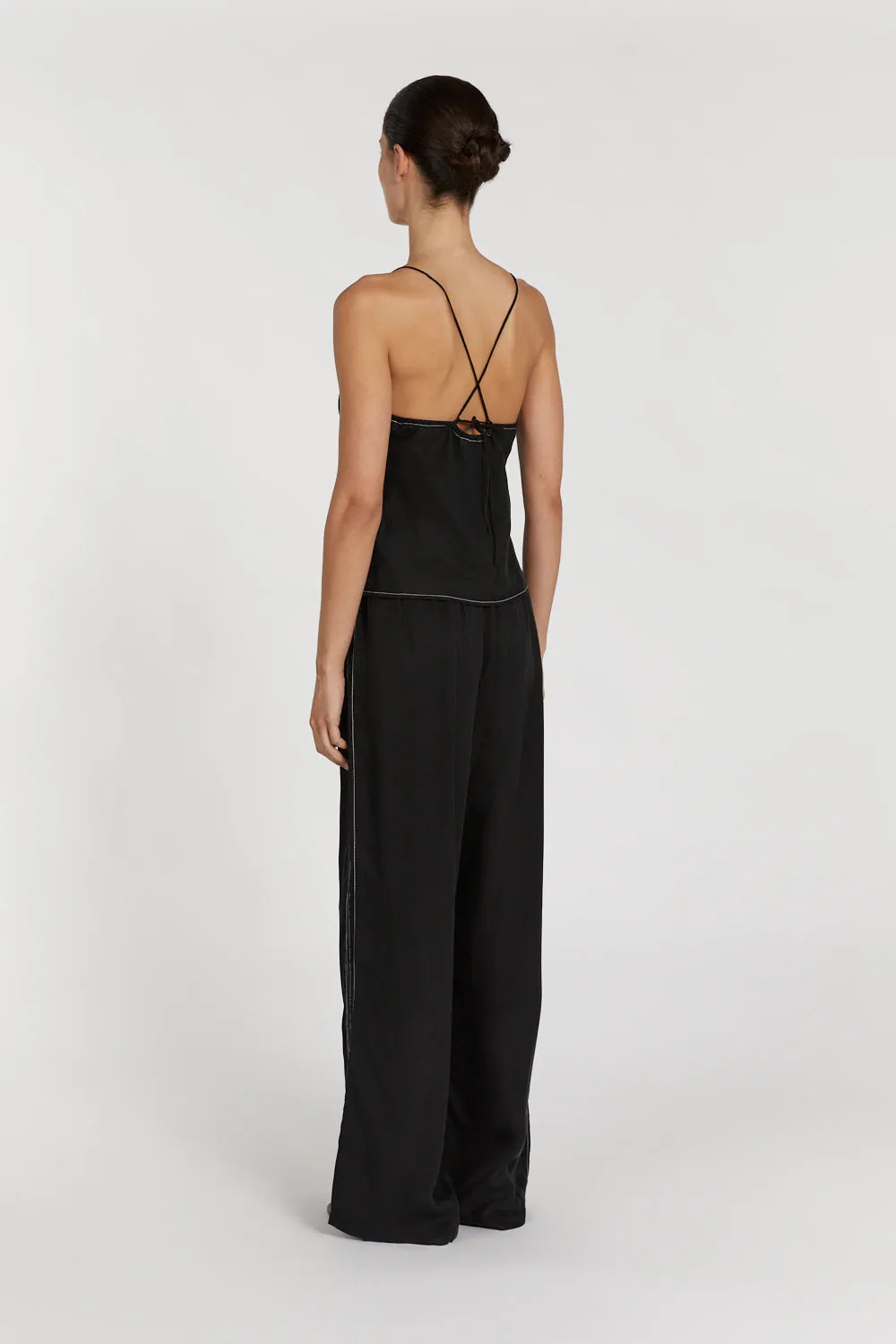 KEELY BLACK CUPRO DRAWSTRING PANT