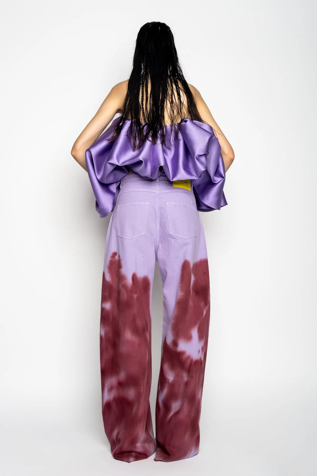 LILAC AND BURGUNDY TIE DYE BOYFRIEND TROUSERS