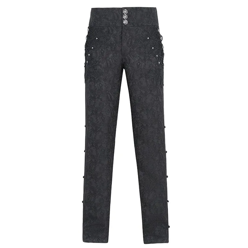 Men's Gothic Floral Embroidered Jacquard Pants