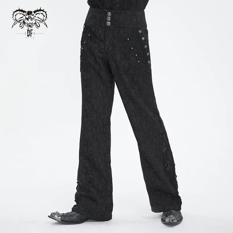 Men's Gothic Floral Embroidered Jacquard Pants