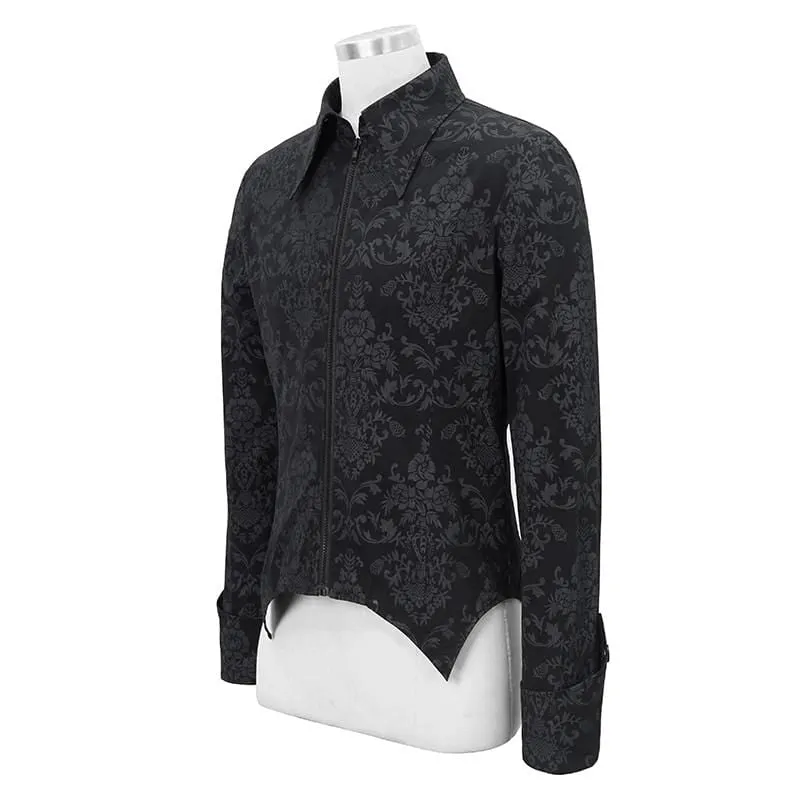 Men's Gothic Front Zip Jacquard Shirts