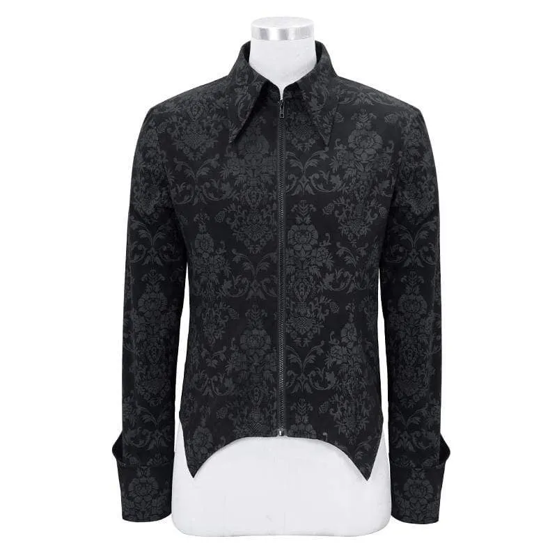 Men's Gothic Front Zip Jacquard Shirts