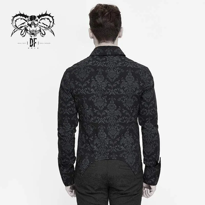 Men's Gothic Front Zip Jacquard Shirts