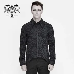 Men's Gothic Front Zip Jacquard Shirts