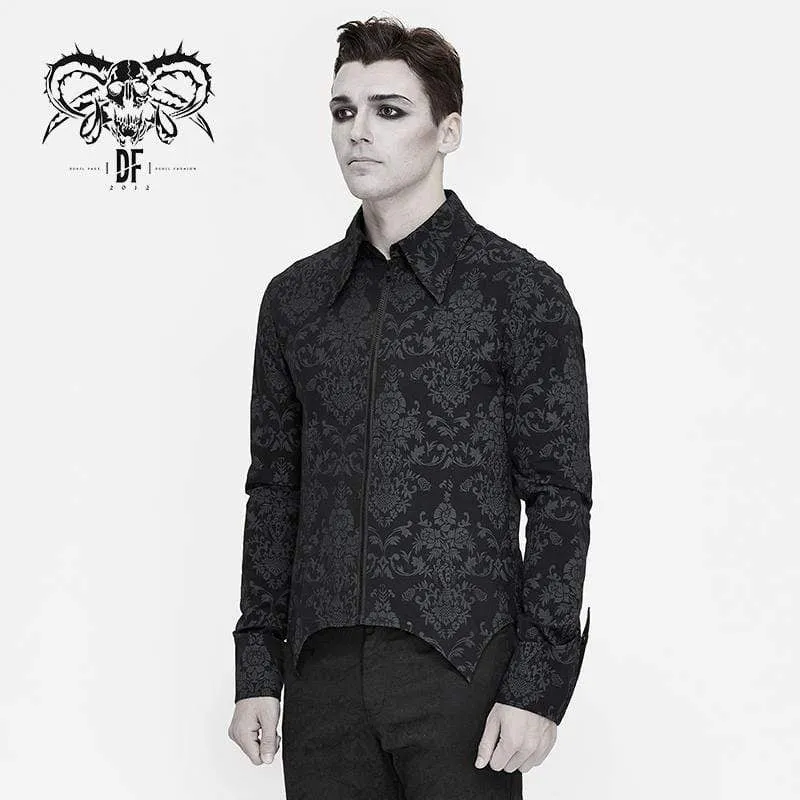 Men's Gothic Front Zip Jacquard Shirts