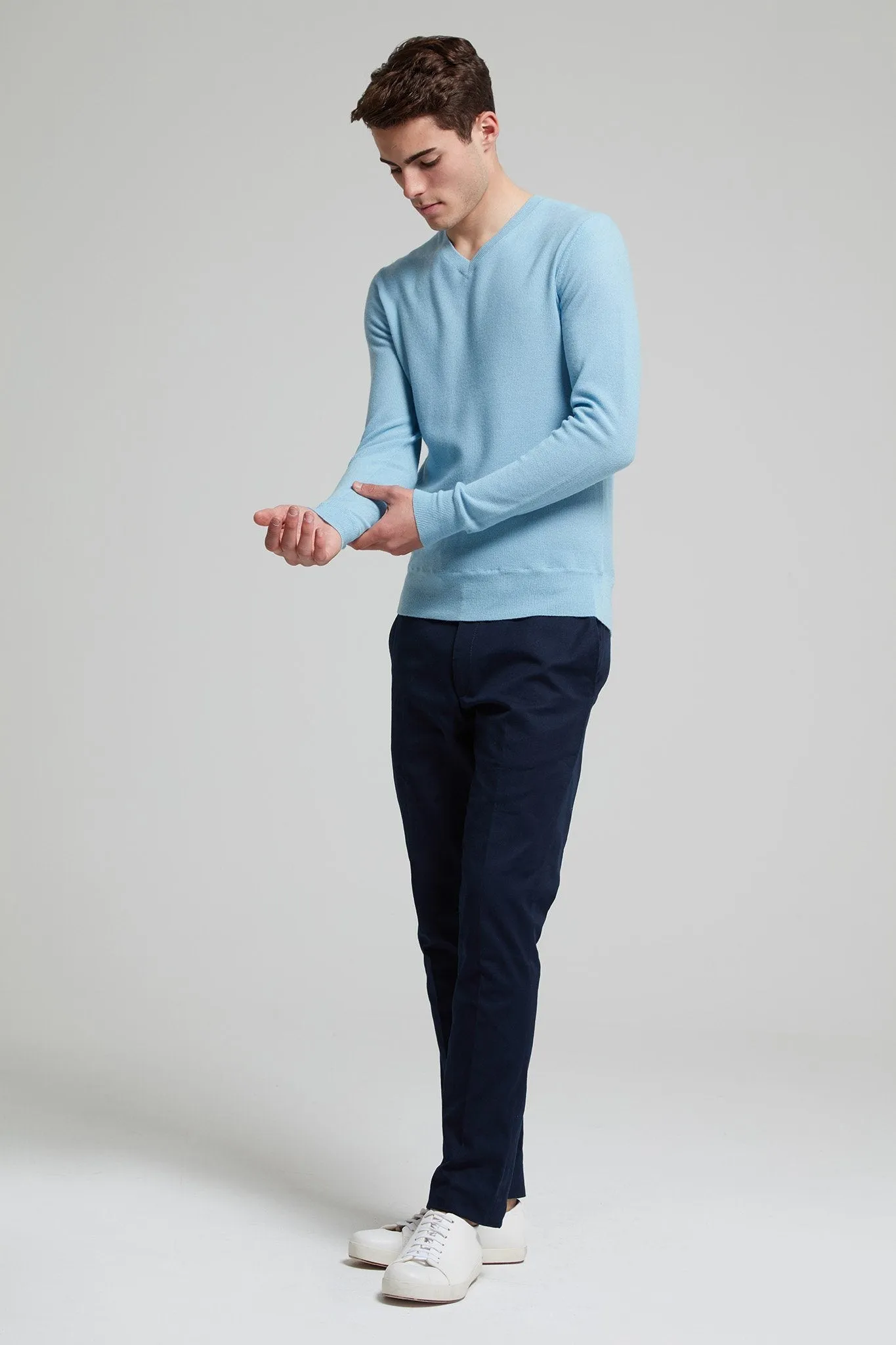 Merino Wool Moss Stitch V-Neck Sweater