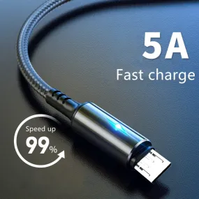 Micro USB Cable 5A LED Fast Charging Micro Data Cord