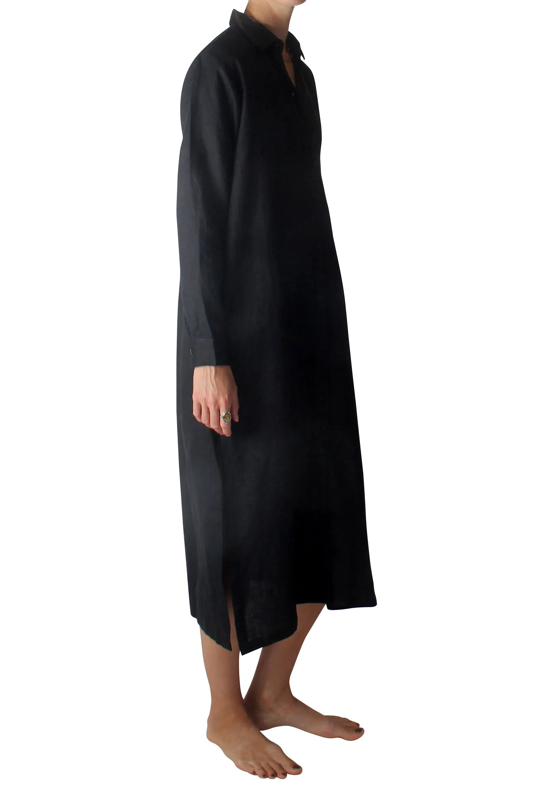 Monaco Linen Dress Black