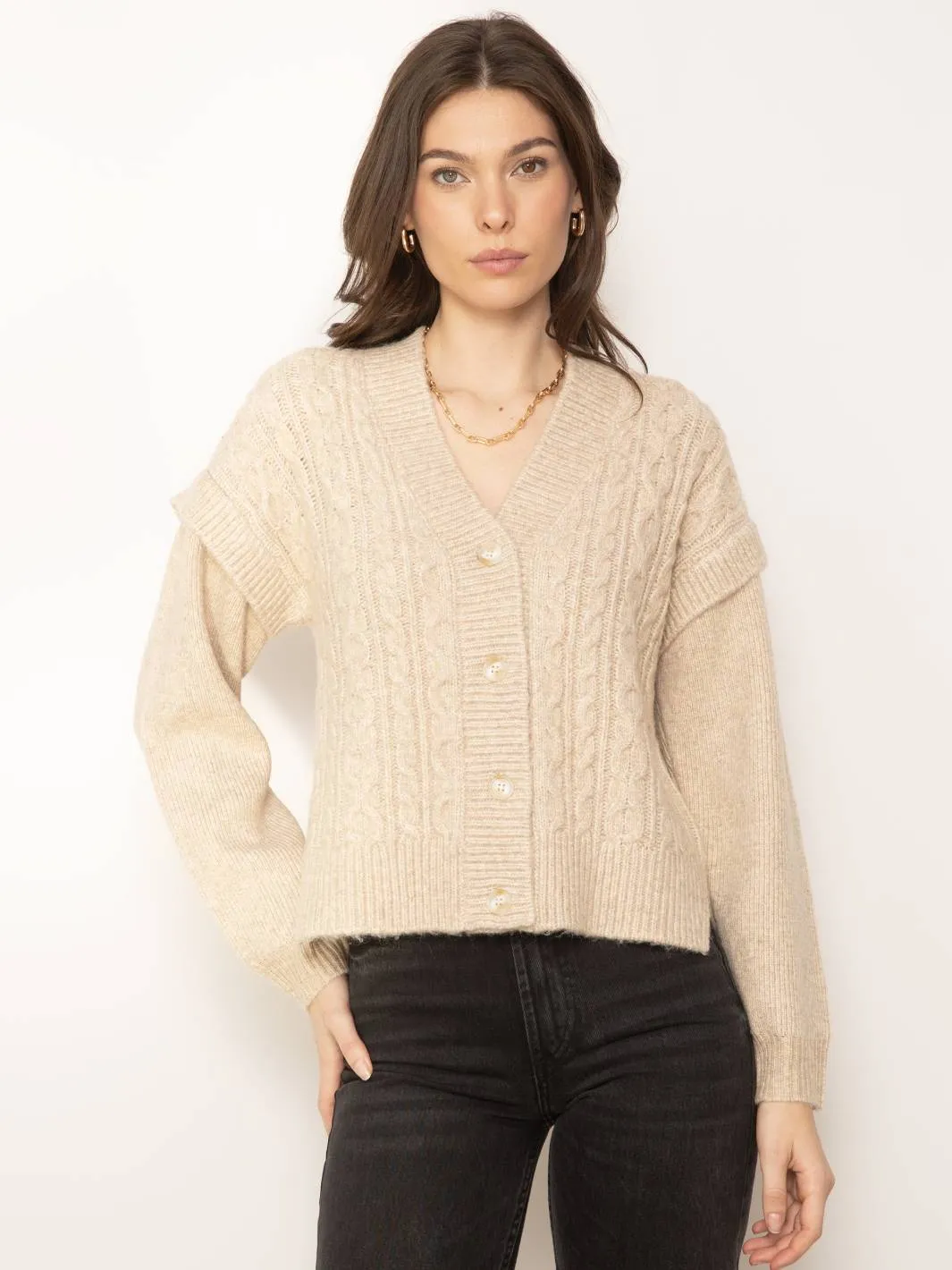 Myles High Low Cabled Cardigan