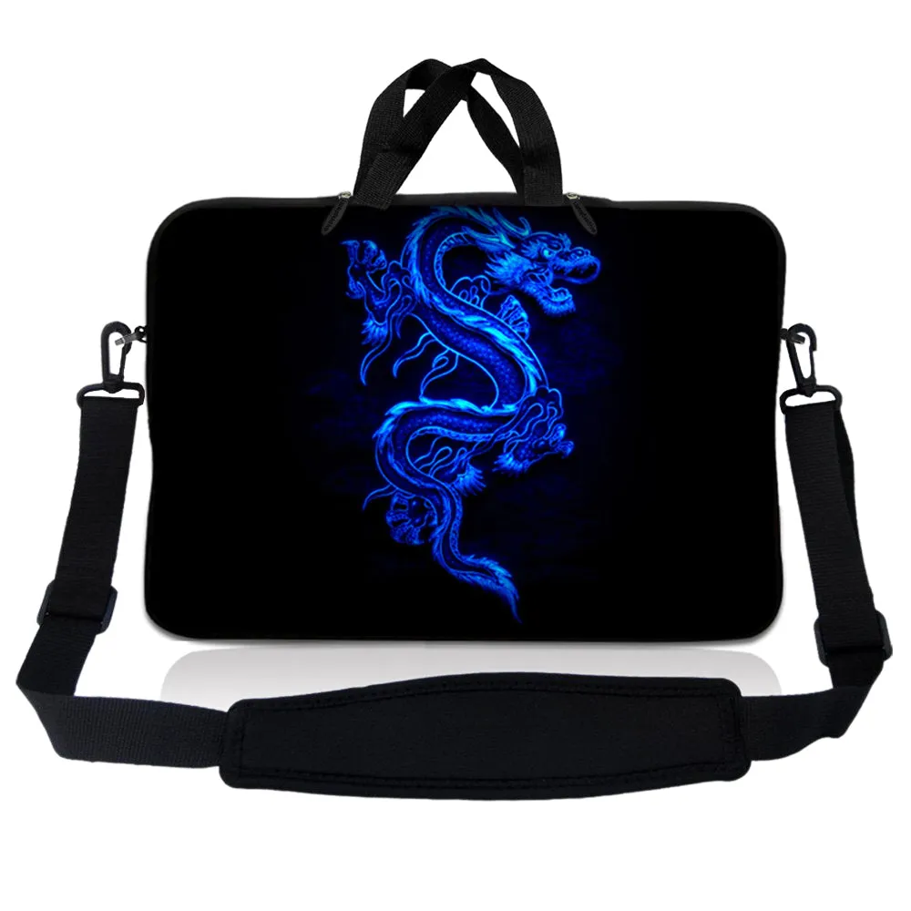 Notebook / Netbook Sleeve Carrying Case w/ Handle & Adjustable Shoulder Strap & Matching Skin – Blue Dragon