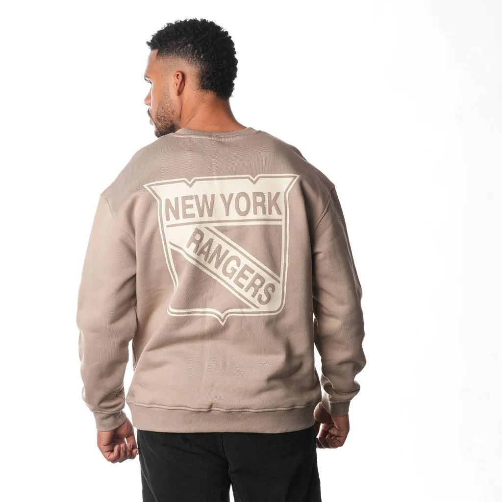 NY RANGERS FRONT BACK CREW FLEECE - WARM GREY