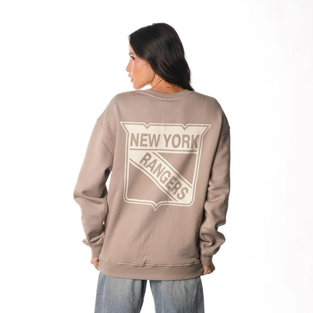 NY RANGERS FRONT BACK CREW FLEECE - WARM GREY