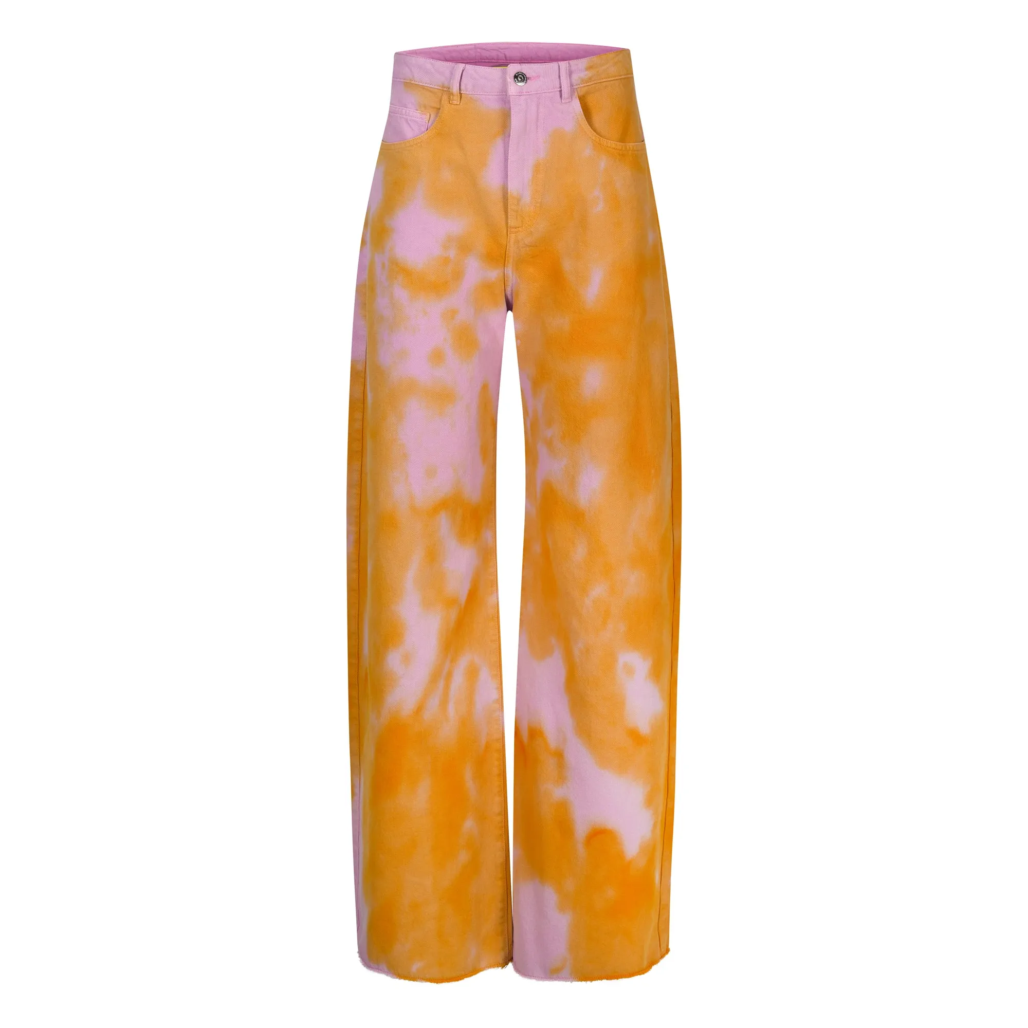 ORANGE AND PINK TIE DYE BOYFRIEND TROUSERS