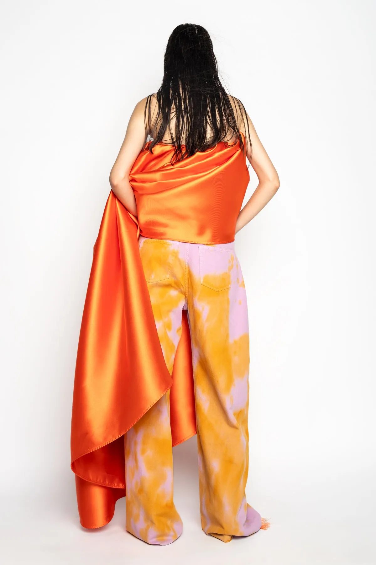 ORANGE AND PINK TIE DYE BOYFRIEND TROUSERS