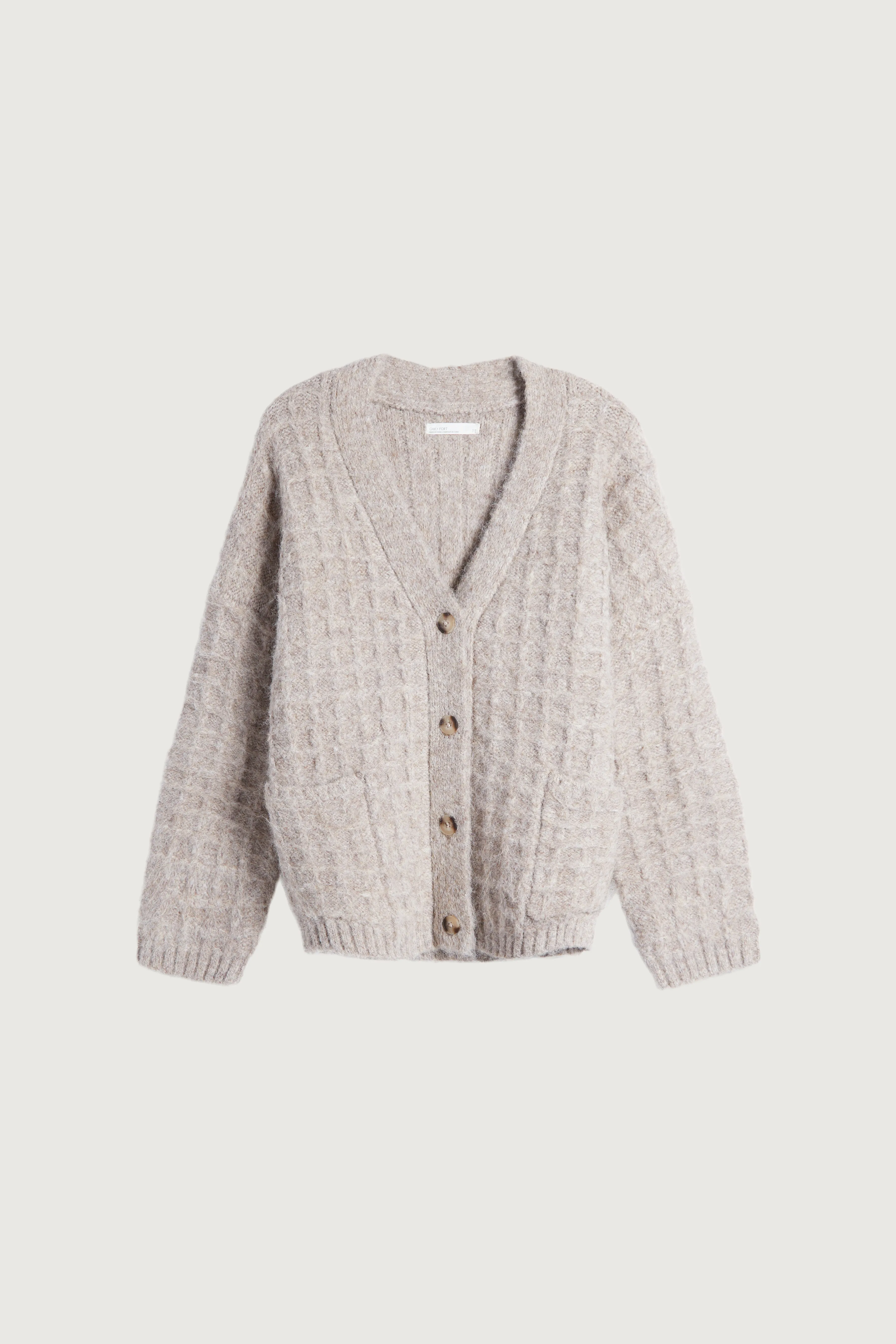 OVERSIZED GRID TEXTURED CARDIGAN